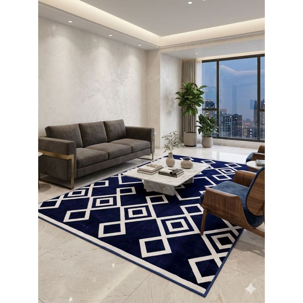 Tapete Flannel Geometrias Antiderrapante 2,00m x 1,30m Para Sala Quarto Toque Aveludado