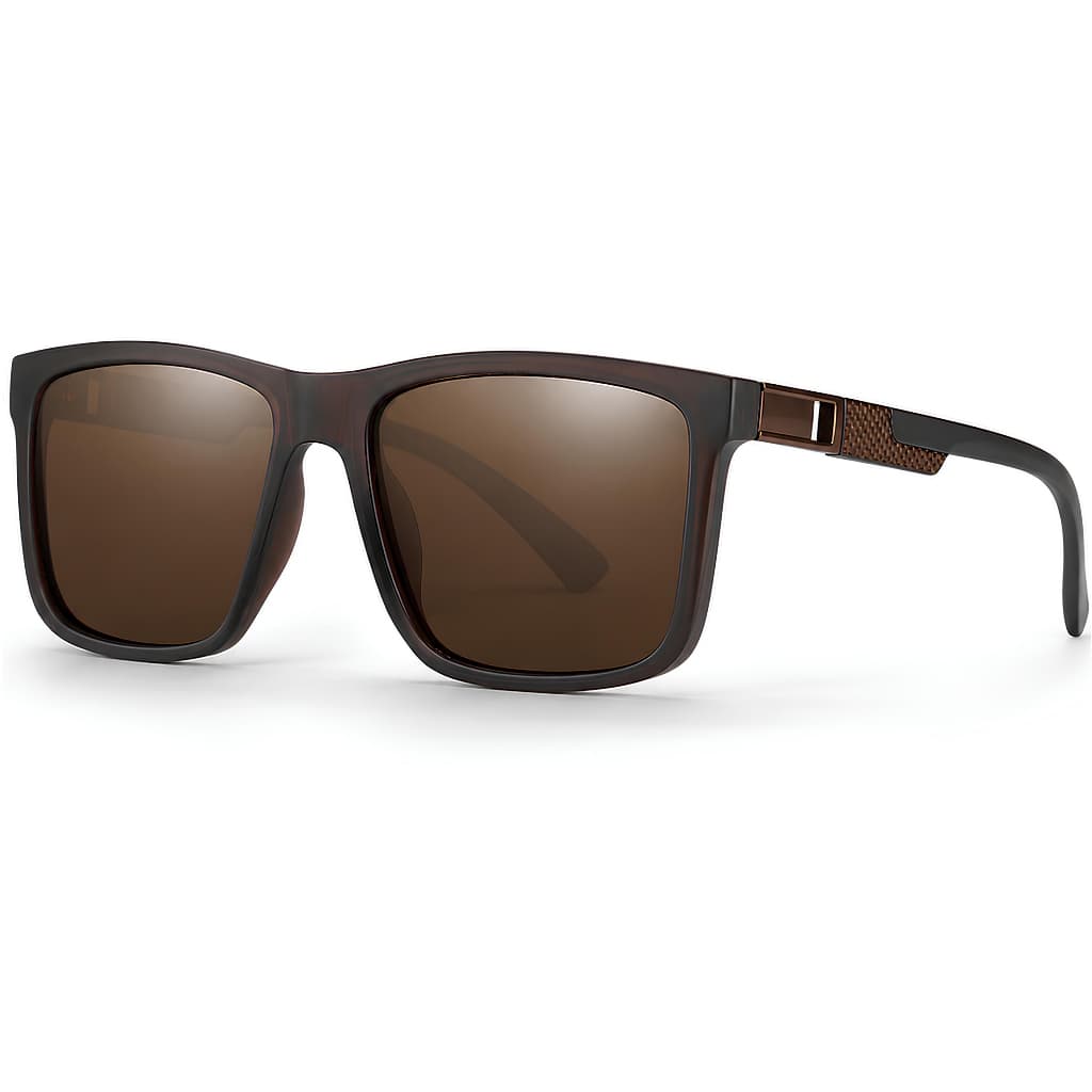 Óculos de Sol Masculino Marrom Escuro Estilo Moderno Lente Confortável Proteção UV400 Polarizado Com Estojo VH 20102
