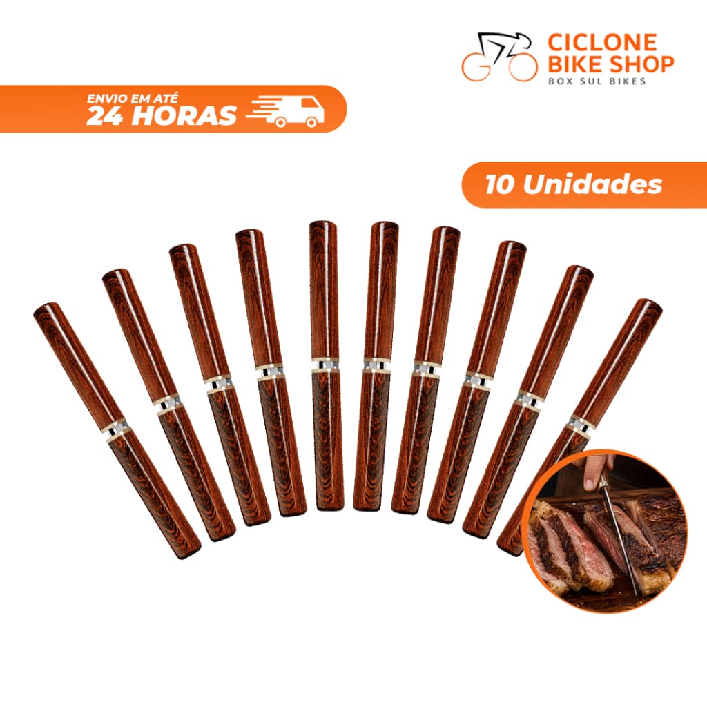 Kit 10Und Faca de Frutas Faca Cutelo Churrasco Carne de Cozinha pra Cortar Churrasco Com Bainha