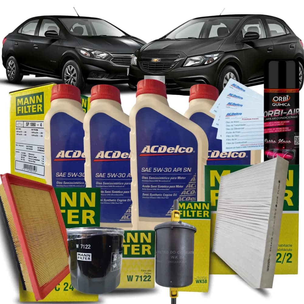 Kit Revisao Troca de óleo 5w30 Acdelco Prisma Onix 1.0 1.4 Spin 1.8 8v