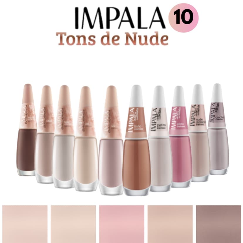 Kit 10 Esmaltes Nudes Impala 8ml Unhas Manicure