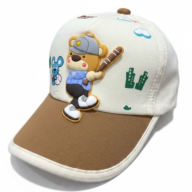 Boné Americano Infantil Ursinho Baseball Rebatedor com Ajuste Para Bebês e Crianças Várias Cores