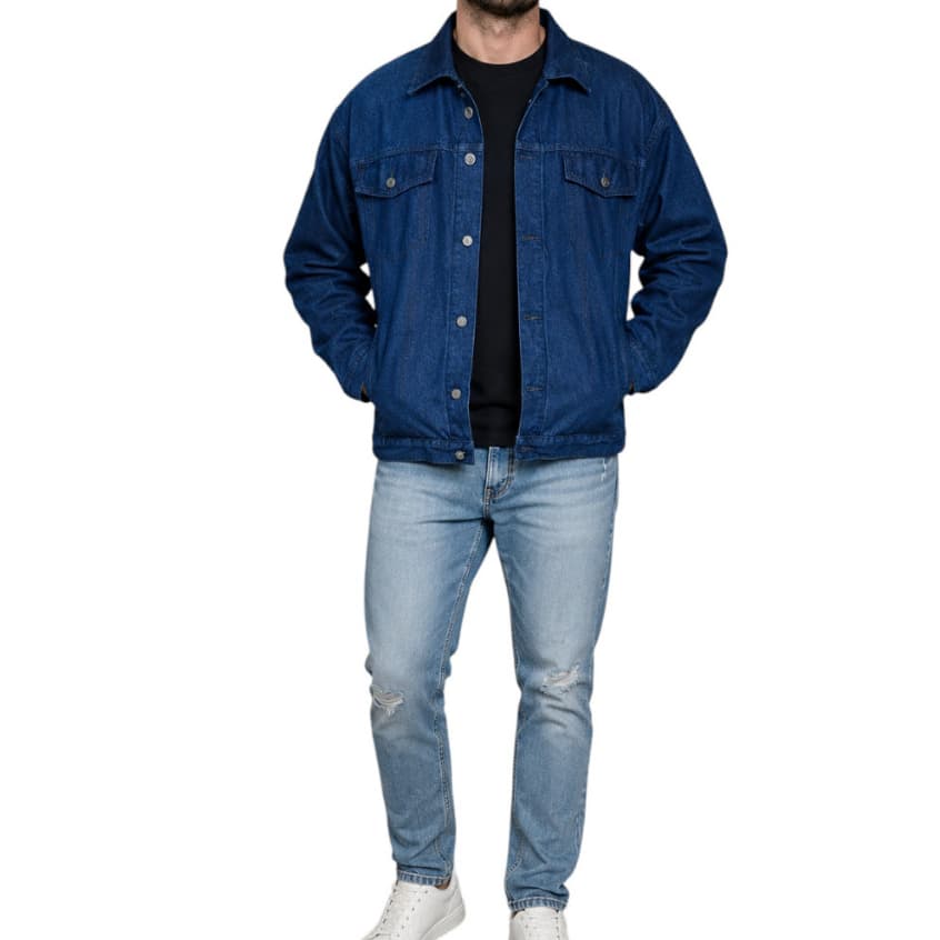 jaqueta masculina jeans azul escuro lançamento inverno 2022