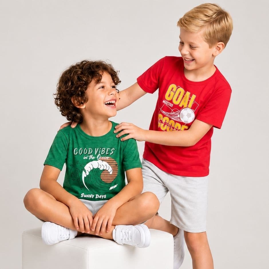 Kit Conjunto Infantil Menino Tamanho 01 ao14 Anos Conjuntos Bebê Menino Kit Roupas Sortidas Verão