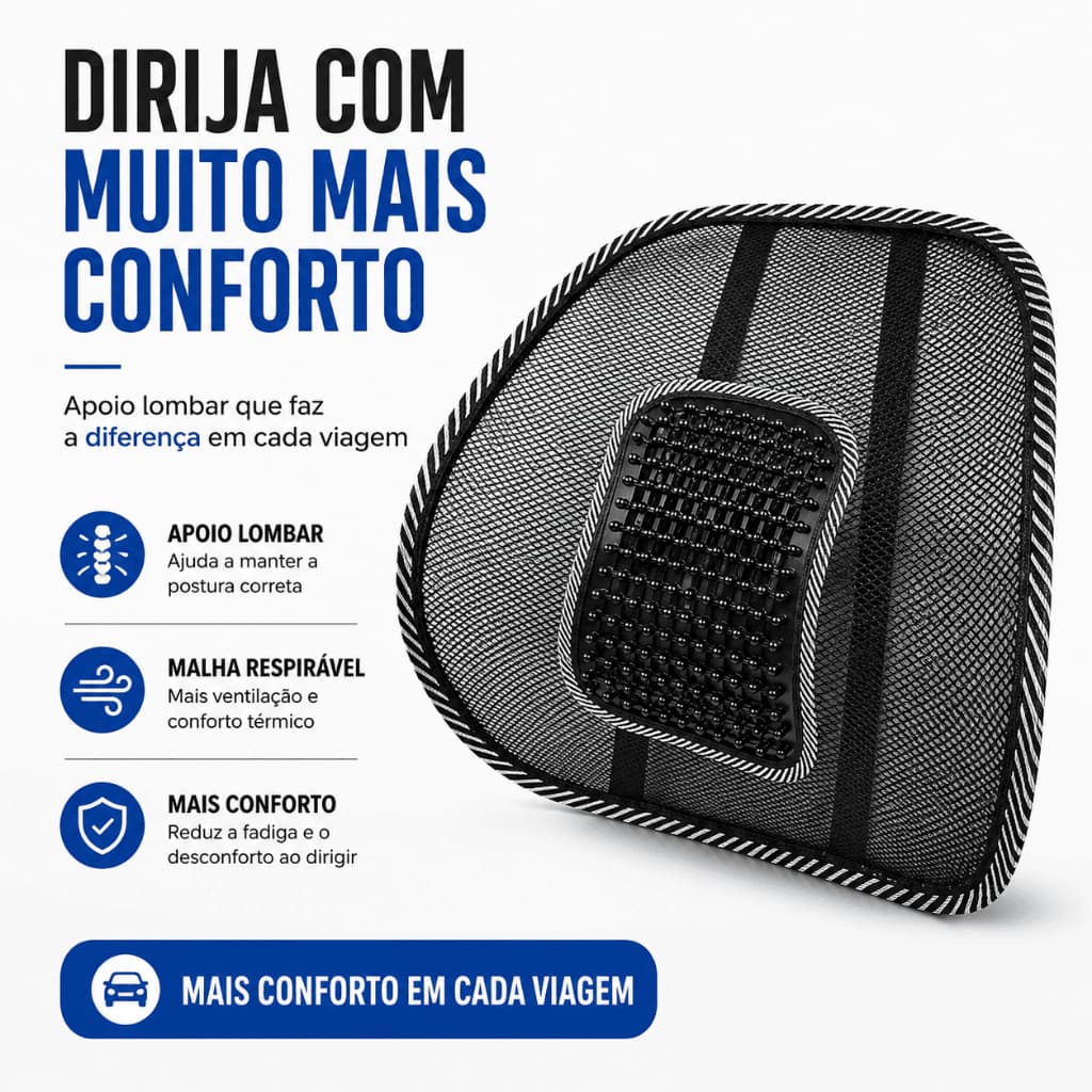 Encosto Lombar ErgonômEncosto Lombar Ergonômico para Carro Banco Automotivo Apoio de Coluna Conforto BM-F1806ico para Ca