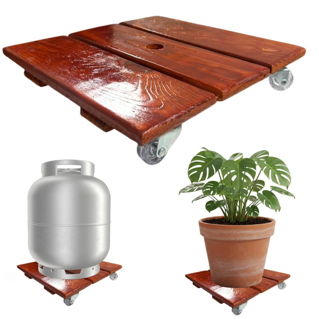 Suporte Para Vaso De Planta Quadrado Rodinhas Cristal 30 Cm