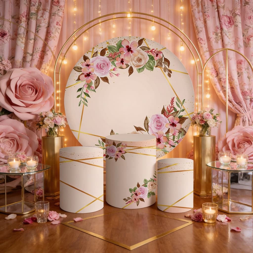 Kit Trio Capa de Cilindro Capa de Painel Arranjo Flores Floral
