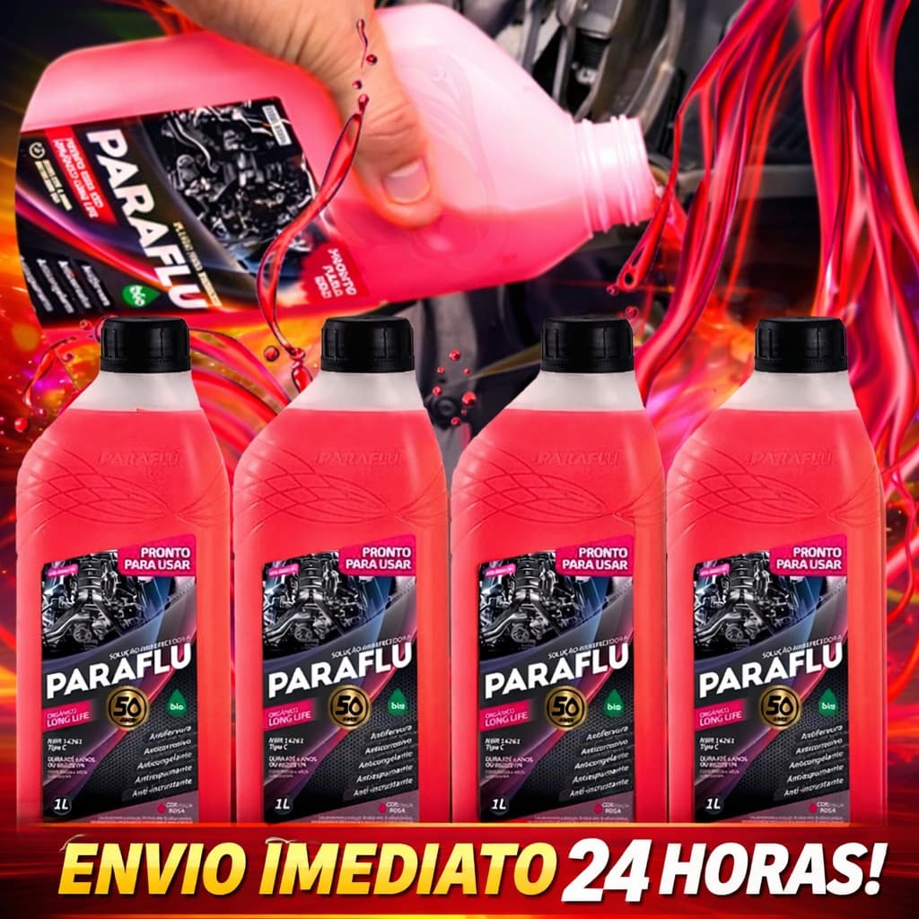 Aditivo Radiador Paraflu Orgânico Rosa Kit 3un e 4un Pronto Uso Rosa