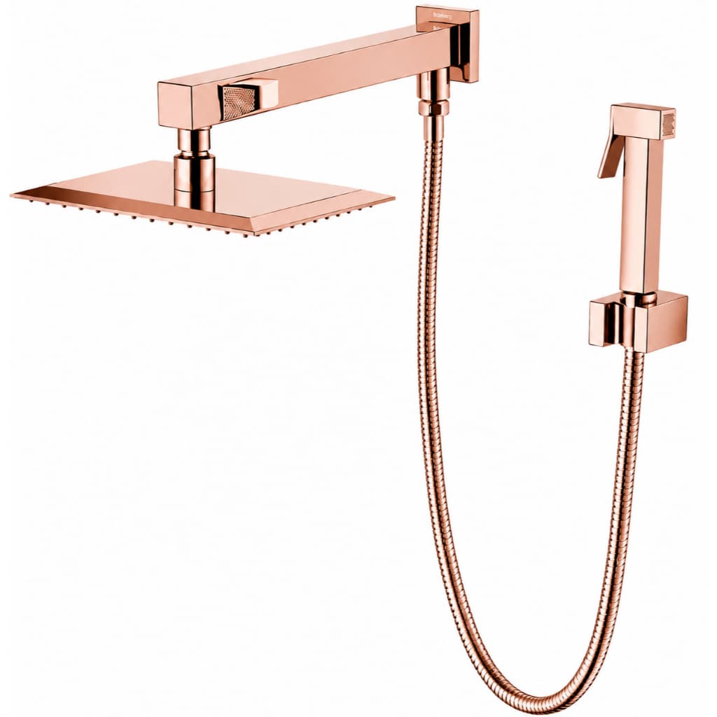 Ducha Rose Gold Brilhante 25x25cm. Com Desviador Rose Brilhante