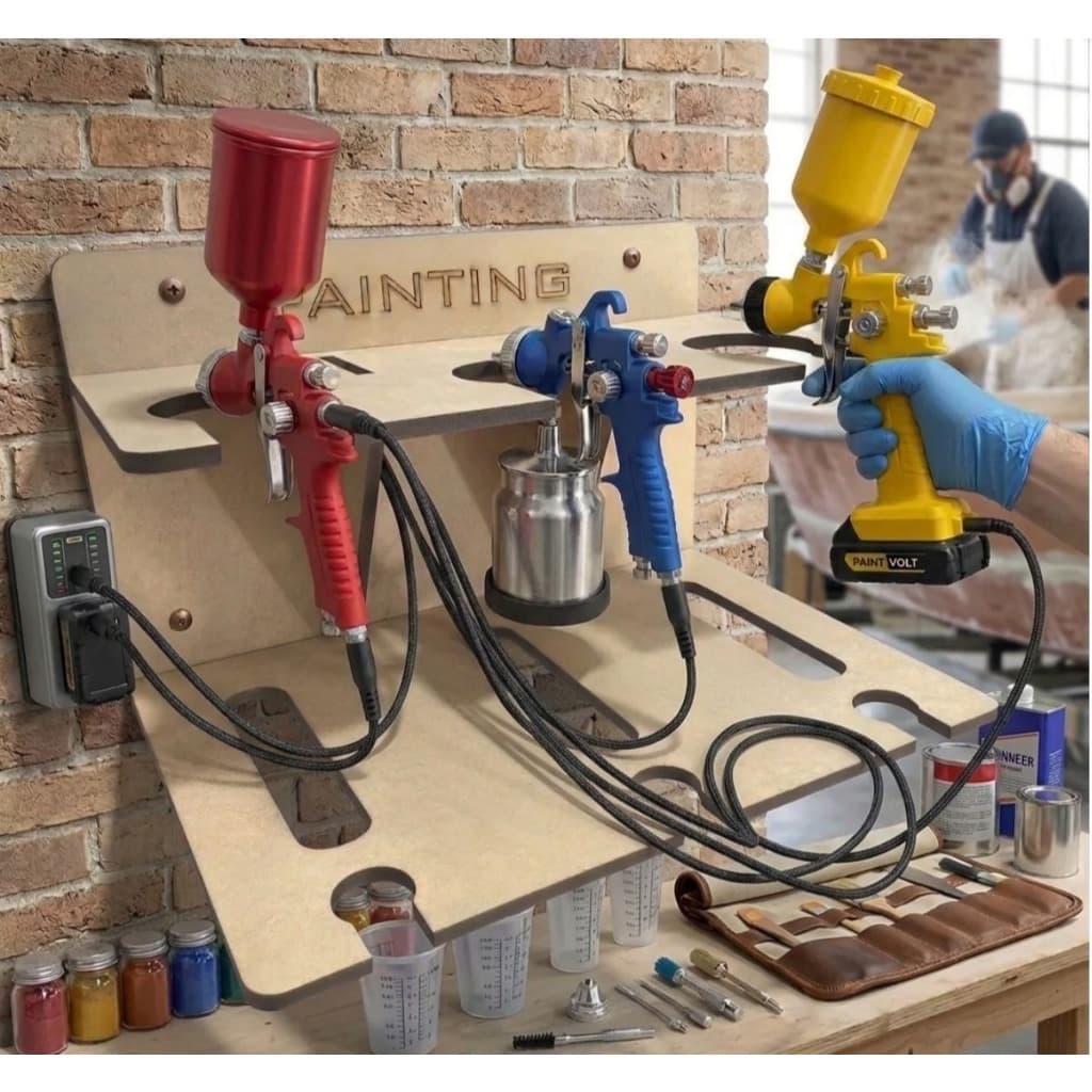 Suporte Para 3 Pistolas De PIntura Em Mdf