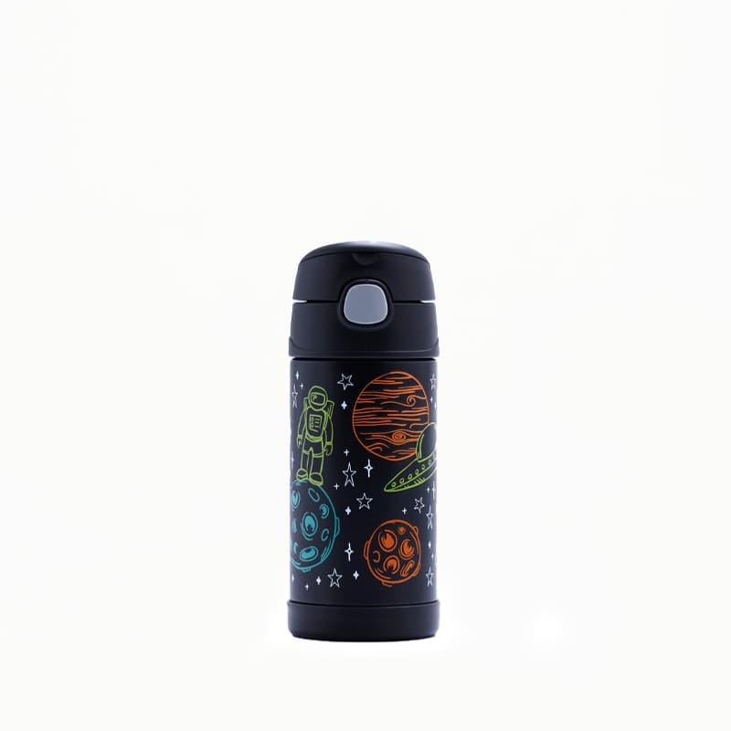 Garrafa Térmica Infantil Funtainer F401 Astronauta Preta Thermos - 355ml