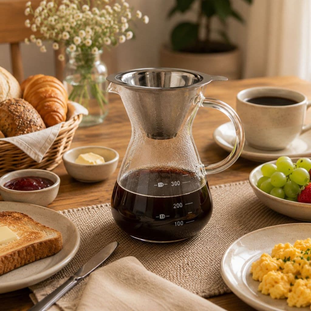 Passador De Café 400Ml Com FIltro Em Aço Inox Oxford