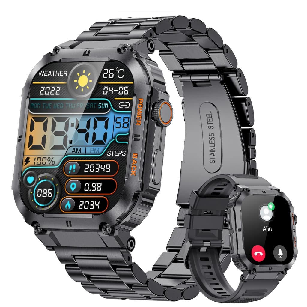 Relógio inteligente masculino bluetooth chamada à prova dwaterproof água pressão arterial oxigênio no sangue esporte