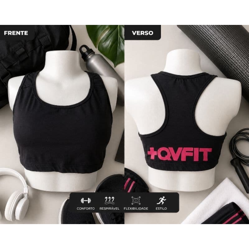 Top Fitness Feminino Preto Academia Caminhada Nadador Confortável Tam M