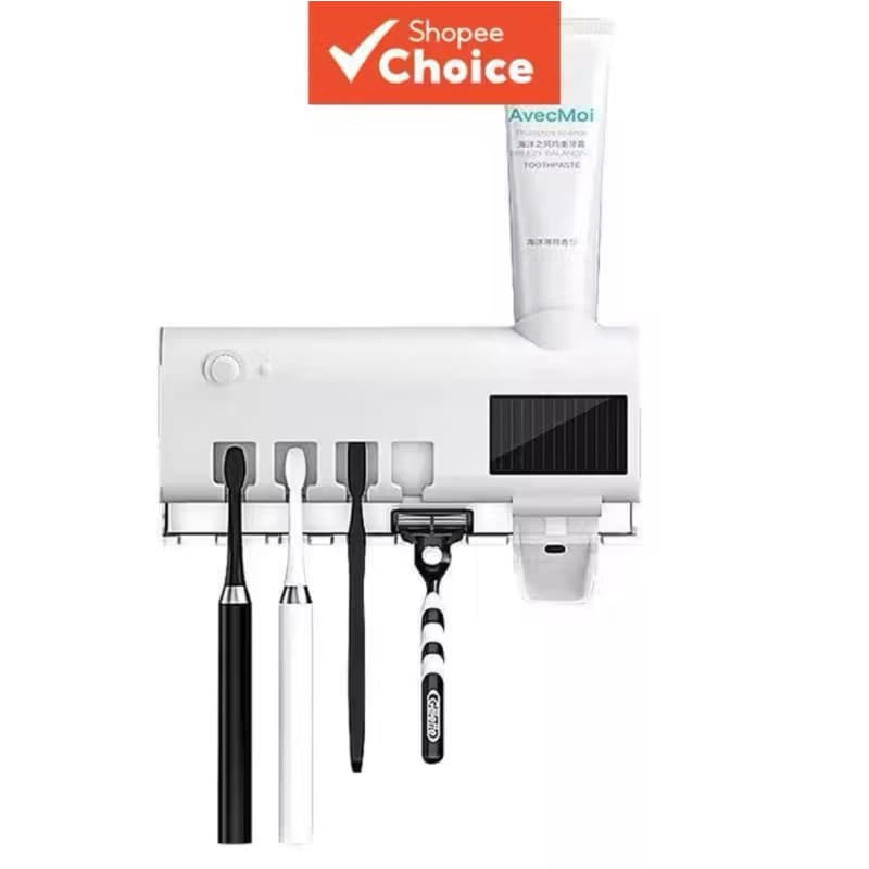 Suporte de Escova de Dentes com Esterilizador UV e Dispensador de Creme Dental, Aplicador de Parede para Banheiro