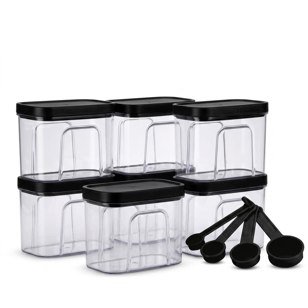 Pote Hermético Empilhável Organizador 750mL + Kit 4 Medidores de Colher