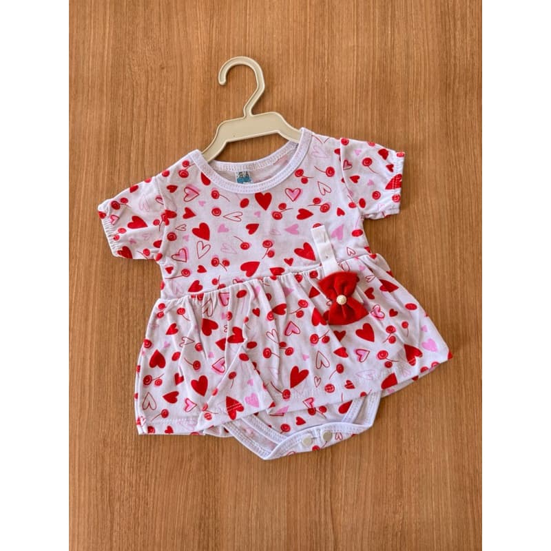 Body vestido em algodão com faixinha estampados 0 a 3 meses