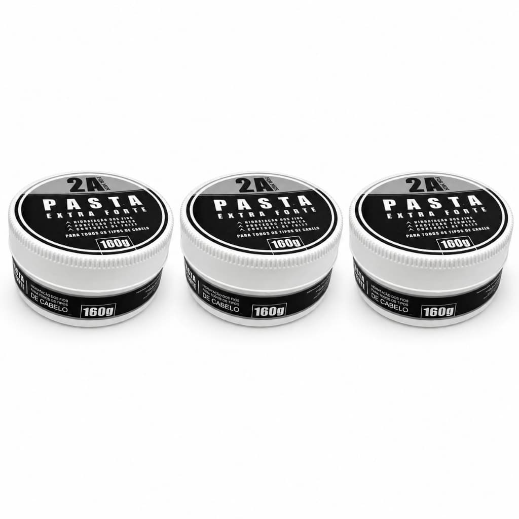 Kit 3 Pomadas Para Cabelo Masculinas Incolor 160g 2A For Men Sem Frizz e Com Poteção Térmica