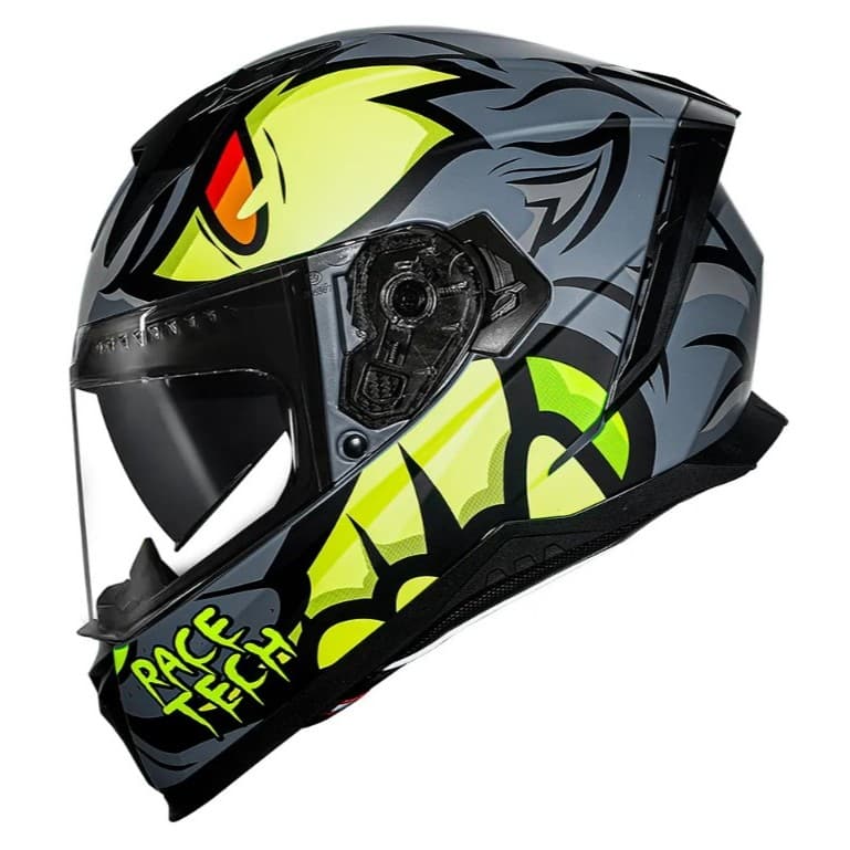 CAPACETE RACE TECH LANÇAMENTO VOLT FERA CINZA FEROZES FOSCO CINZA VISEIRA SOLAR QUALIDADE