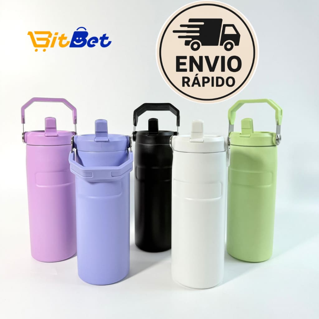 500ml Copo Térmico com Canudo– Garrafa Térmica Portátil com Alça | Conserva Quente e Frio CP-22