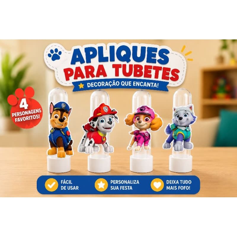 APLIQUE PRA TUBETES - APLIQUE DA PATRULHA CANINA - LEMBRANCINHAS- FESTAS INFANTIL
