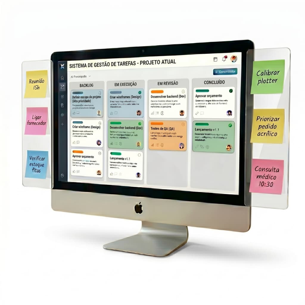 Suporte Agenda em Acrílico Para Monitor Organizador - ESCRITÓRIO Home Office Mensagem