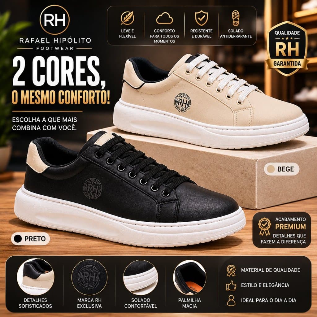 Tênis Masculino Casual  com Solado Branco Conforto Moderno e Elegante