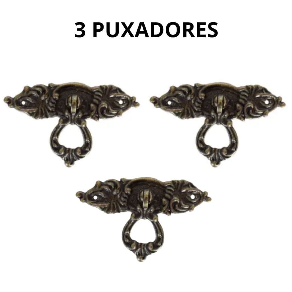 Kit 3 Puxadores Colonial Florença Para Gaveta E Armário