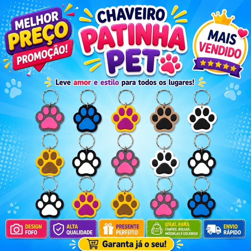 Chaveiro patas de pet cachorros , gatos para revenda, lembrancinhas , presentes pet shop