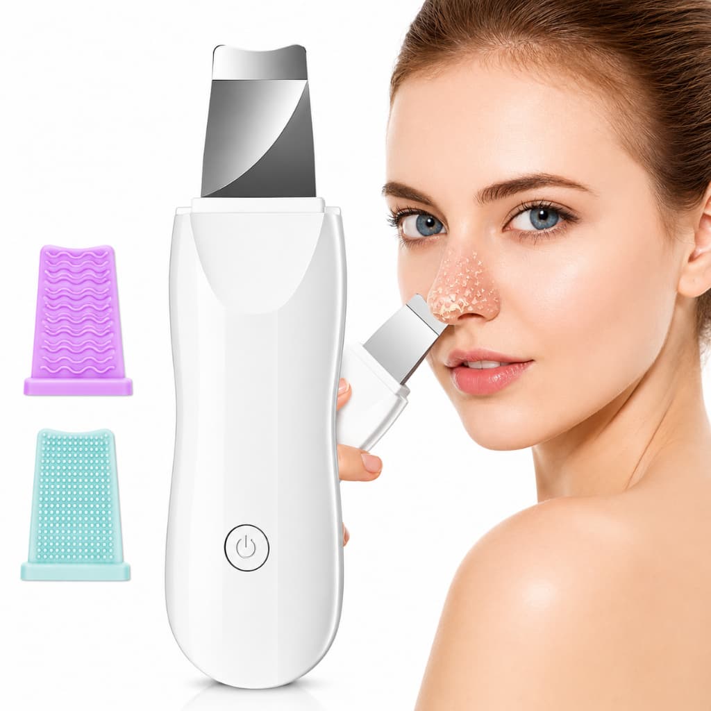 Peeling Ultrassônico Facial Limpeza de Pele Removedor de Cravos Lifting Recarregável Rejuvenescimento Espátula