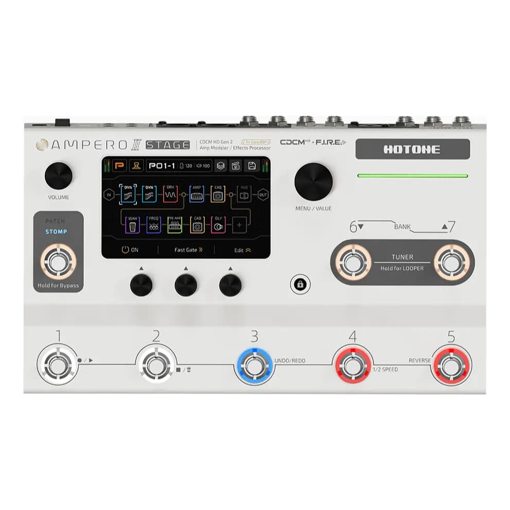 Ampero 2 Stage HOTONE MP-380 Pedaleira Multi Efeitos Simulador de Amplificadores IR Touch Screen Guitarra Baixo Violão