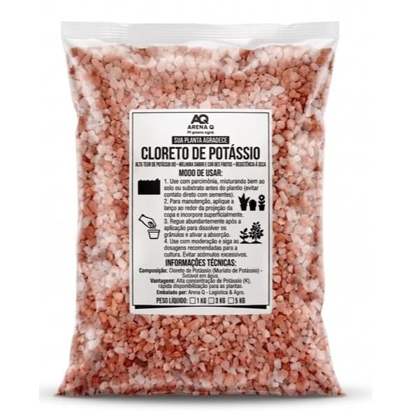Cloreto De Potássio 60% Premium Adubo Fertilizante Mineral 1kg 3kg 5kg Frutas Vasos Canteiros Jardins