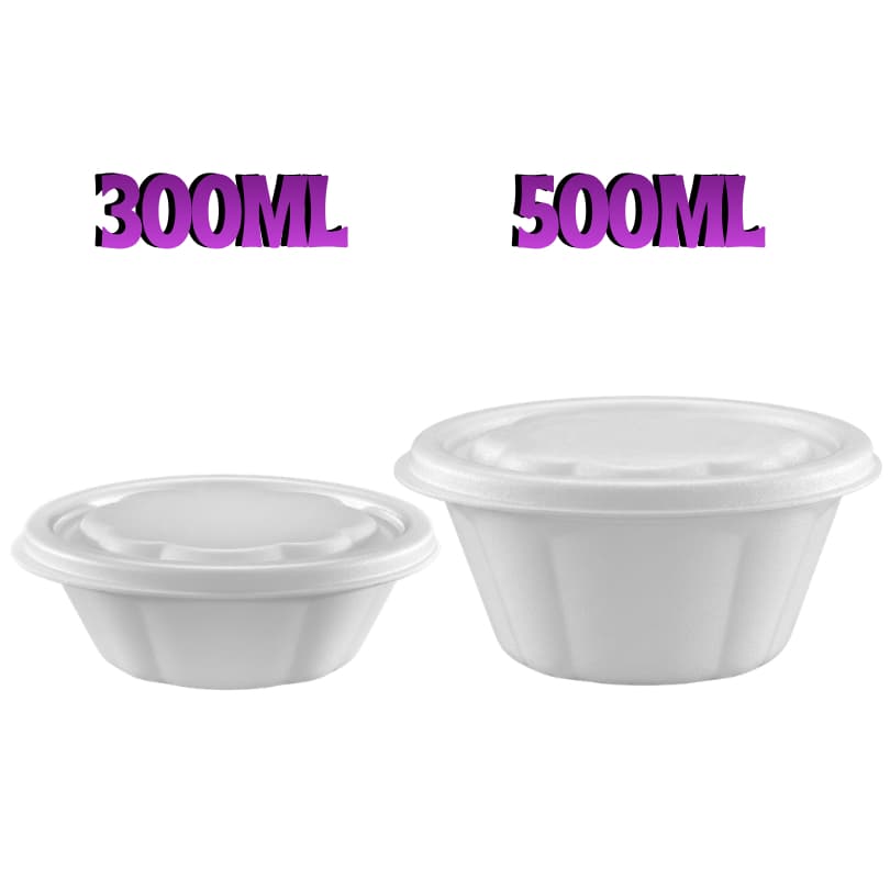 Cumbuca de Isopor com Tampa 300/500ml | 50 unidades | Açaí, Sorvete, Sobremesa, Porções, Caldos |