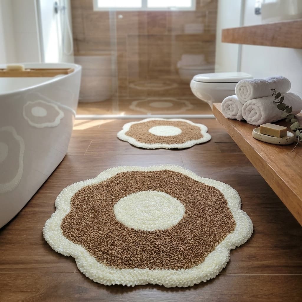 Kit 2 Tapetes FruFru Flor Sala Quarto Cozinha Banheiro