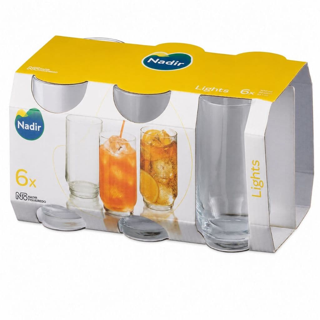 Jogo 6 Copos Light 300 ml Jogo 6 Copos Light 300ml Nadir Figueiredo Vidro Copos Resistente Água Suco