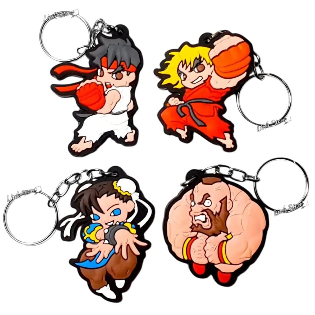 ⭐ Kit Chaveiro Street Fighter Emborrachado  Alto Relevo