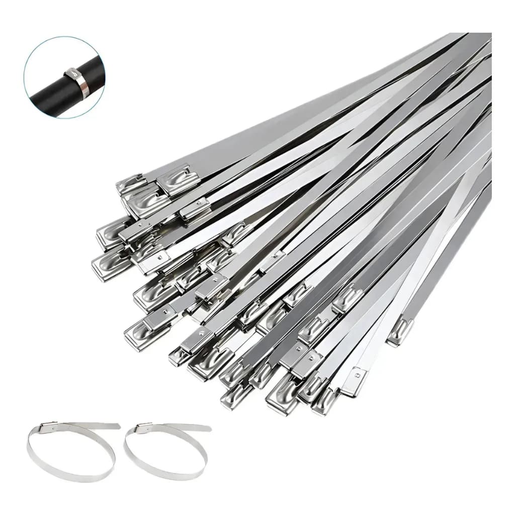 Kit 100 Abraçadeira Aço Inox Enforca Gato Metal 150mm X 4,6