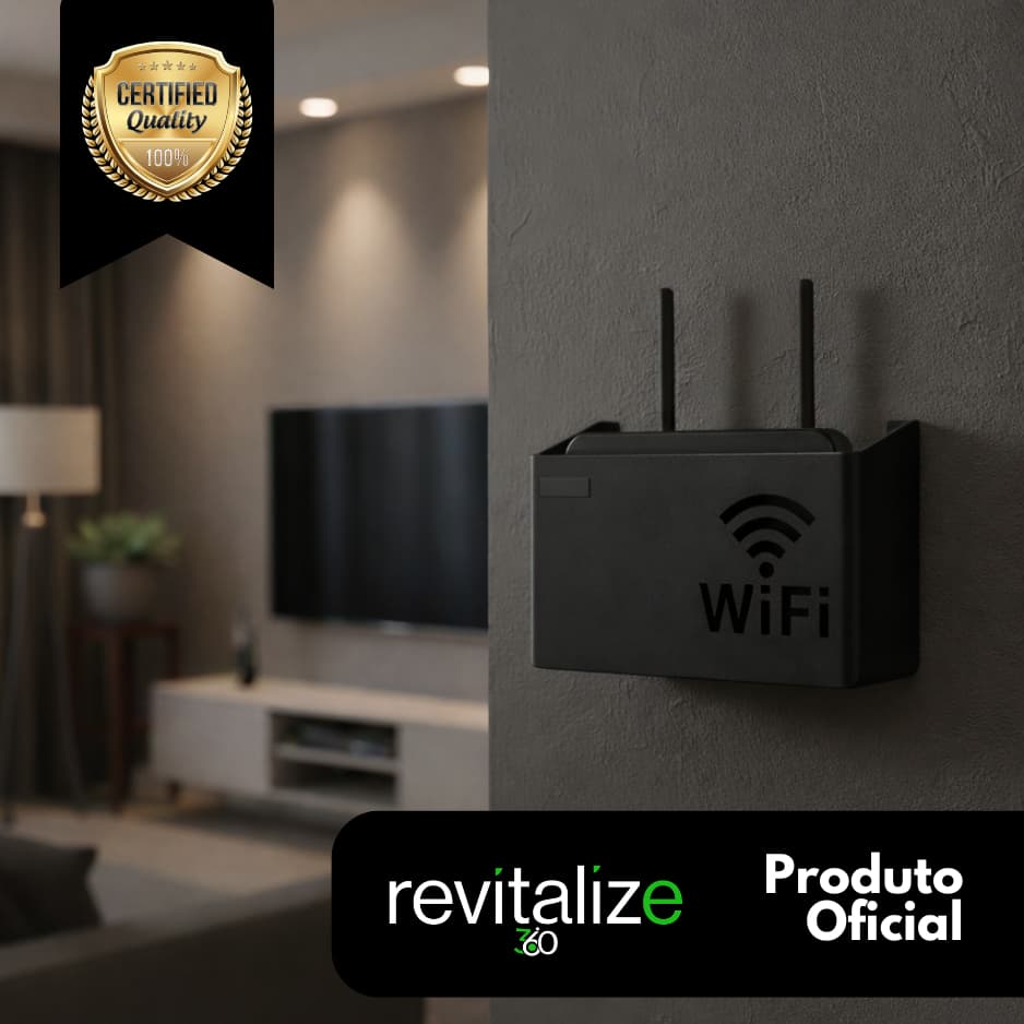 Suporte de Parede para Roteador Modem Wi Fi Universal Fixação Segura e Organiza Fios e Cabos