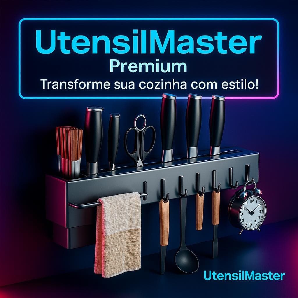 Suporte Organizador Cozinha Utensílios 6 Ganchos Cinza Prático