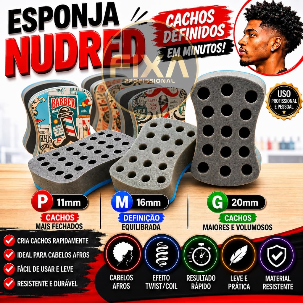 01 Esponja Nudred Premium Original Tamanho P - M Ou G esponja modeladora de cachos afro