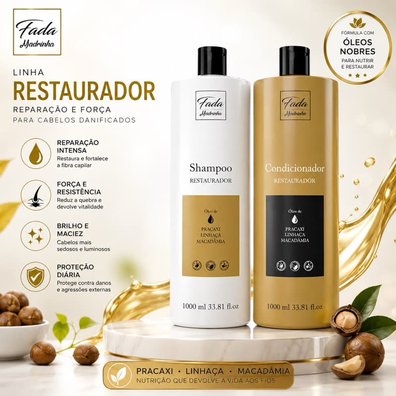 Kit Shampoo Condicionador Linhaça Macadâmia 1L Paiolla Hidratação