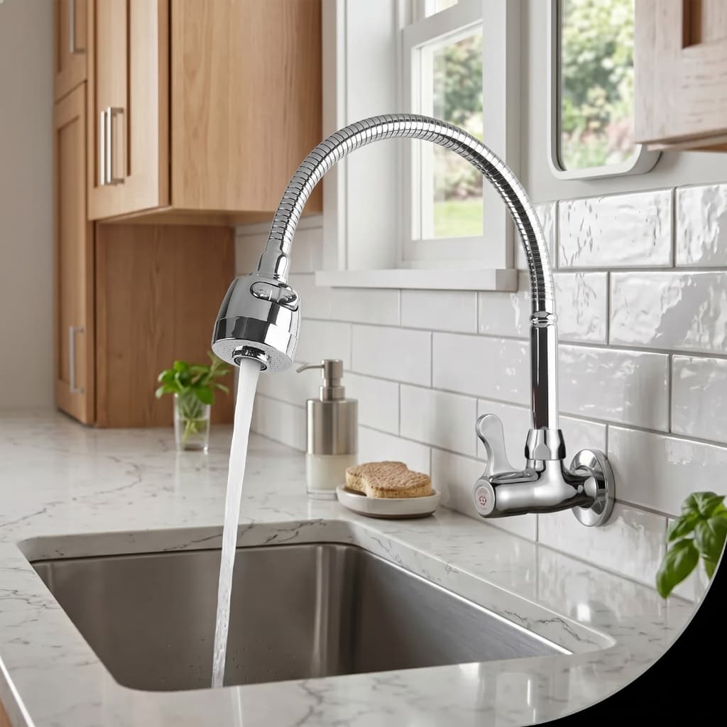 Inox Prata Torneira Cozinha parede chuveiro com rotação de 360° Cozinha Luxo Parede Promoção