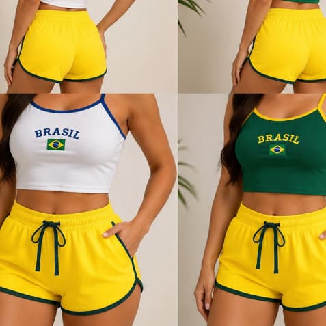Conjunto Short e Blusinha Diversas Cores P M G GG - Oferta