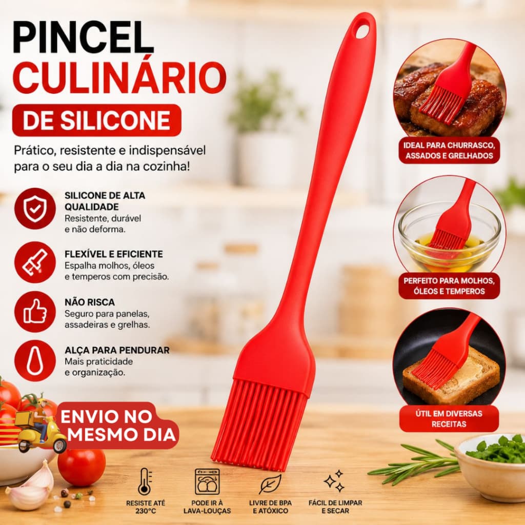 Pincel Culinario de Silicone Pincel para Untar Churrasco Molhos Ovo Utensilio de Cozinha Confeitaria Profissional