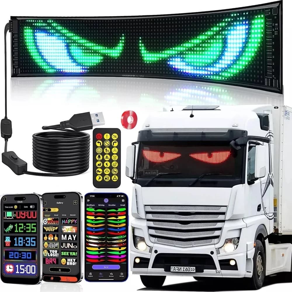 Letreiro Flexivel LED Programavel por Aplicativo para Publicidade Veiculo USB Tamanho Grande