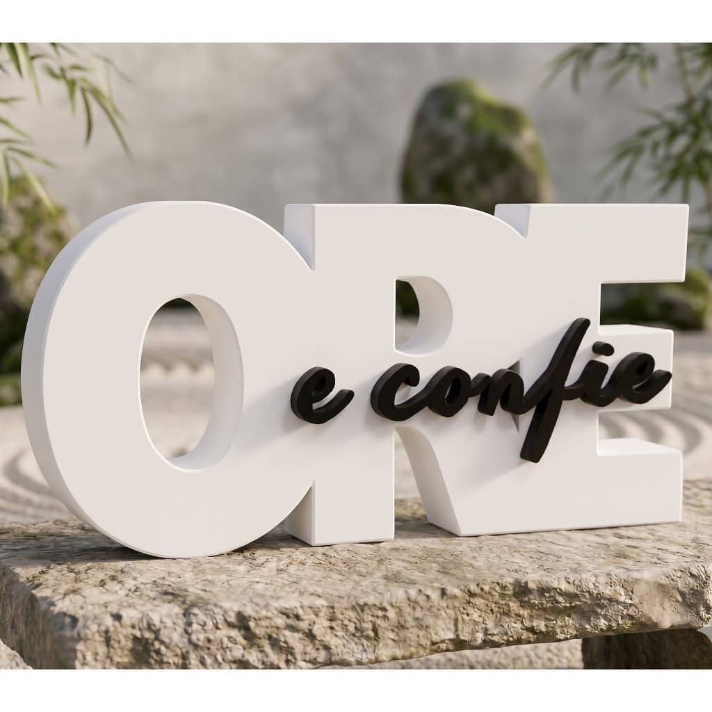 Letreiro Decorativo "ORE e confie" p/ Rack Mesa