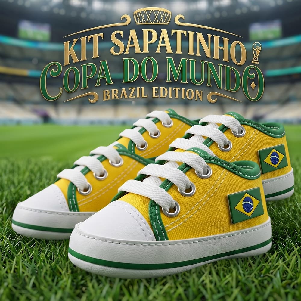 2 Sapatinhos Bebê Recém Nascido Copa Do Mundo Brasil Patriota Confortável Macio Estiloso - PROMOÇÃO