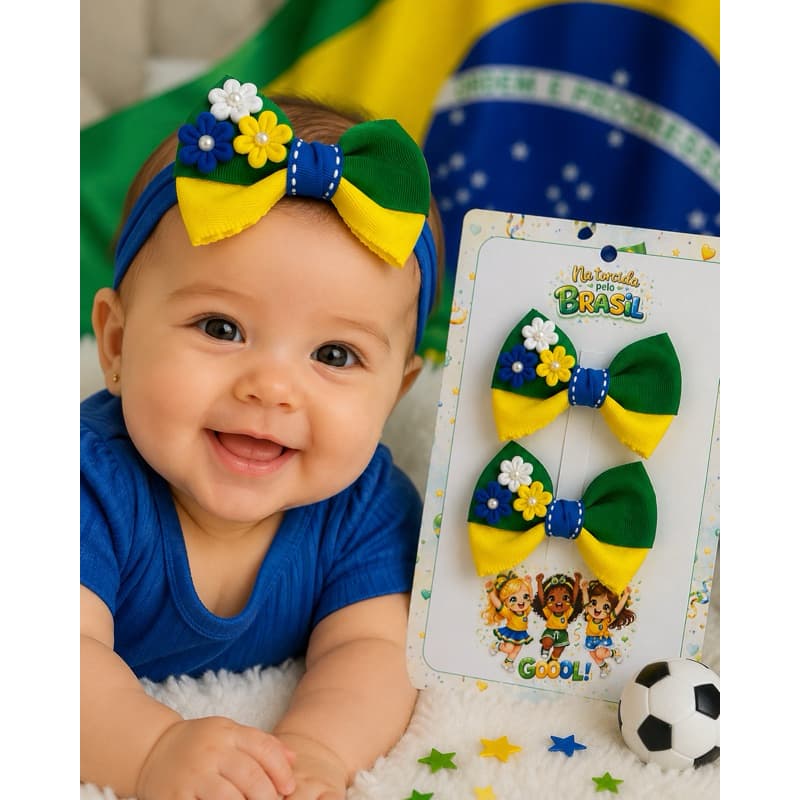 Parzinho Laço do Brasil/ faixinha com laço do Brasil em meia de seda/ laços da copa do mundo laço do Brasil