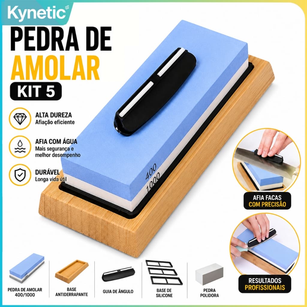Kit 5 Pedra Afiar Amolar Dupla Face Granulação 400 1000 Faca Alta qualidade - Envio Rápido