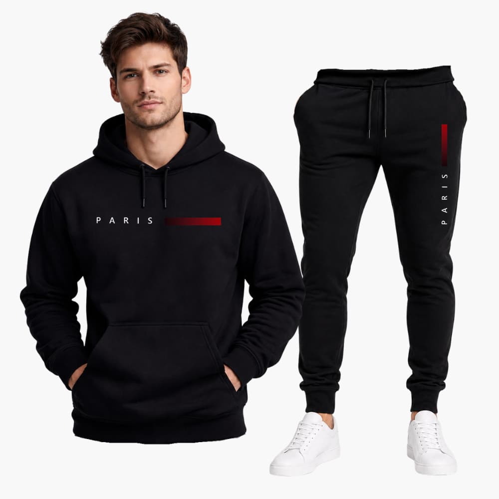 Conjunto Moletom Unissex Paris Calça e Blusa Com Capuz Bolso Canguru Masculino Feminino Algodão